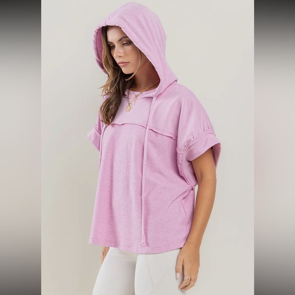 Contrast Raw Edge Detailed Hoodie